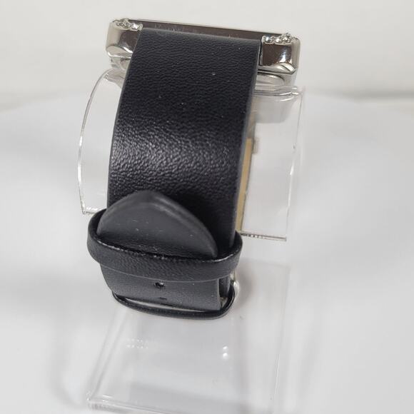 Kensie Women's Digital Watch with Crystals, Square Face, Black Leather Strap - Picture 13 of 16